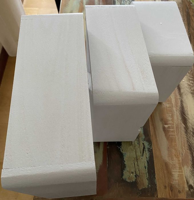 3-częściowy zestaw jasnoszarych półek kostek cube styl vintage, Shabby