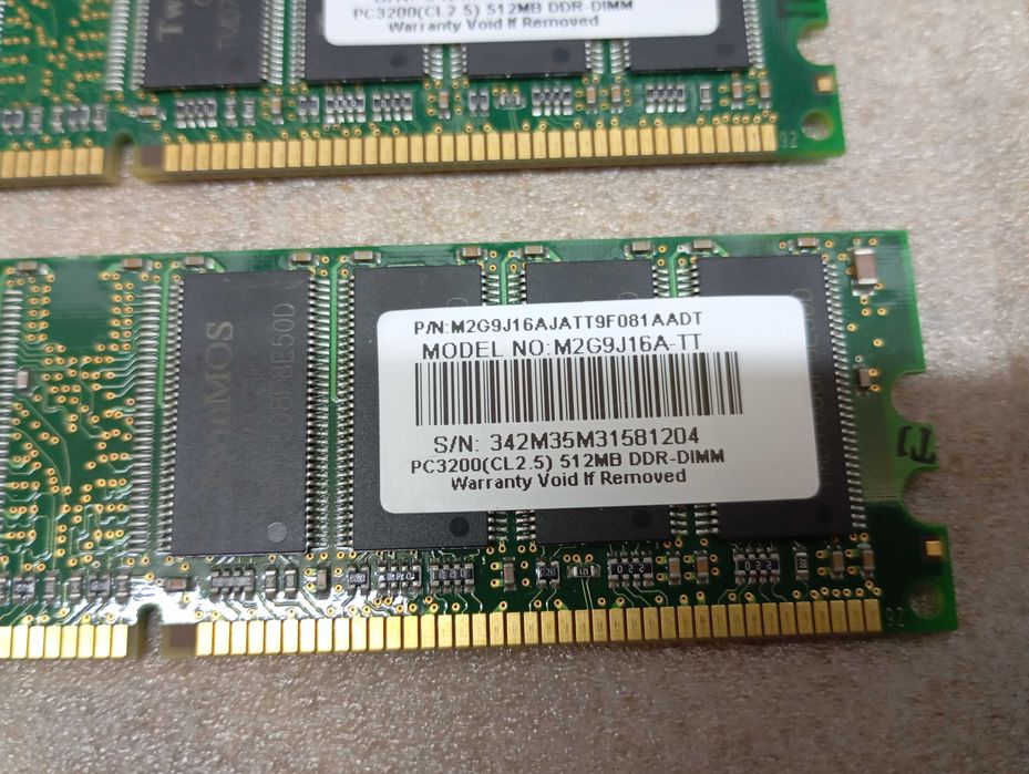 2 TwinMOS Memory Modules, 512 MB445166289180446722