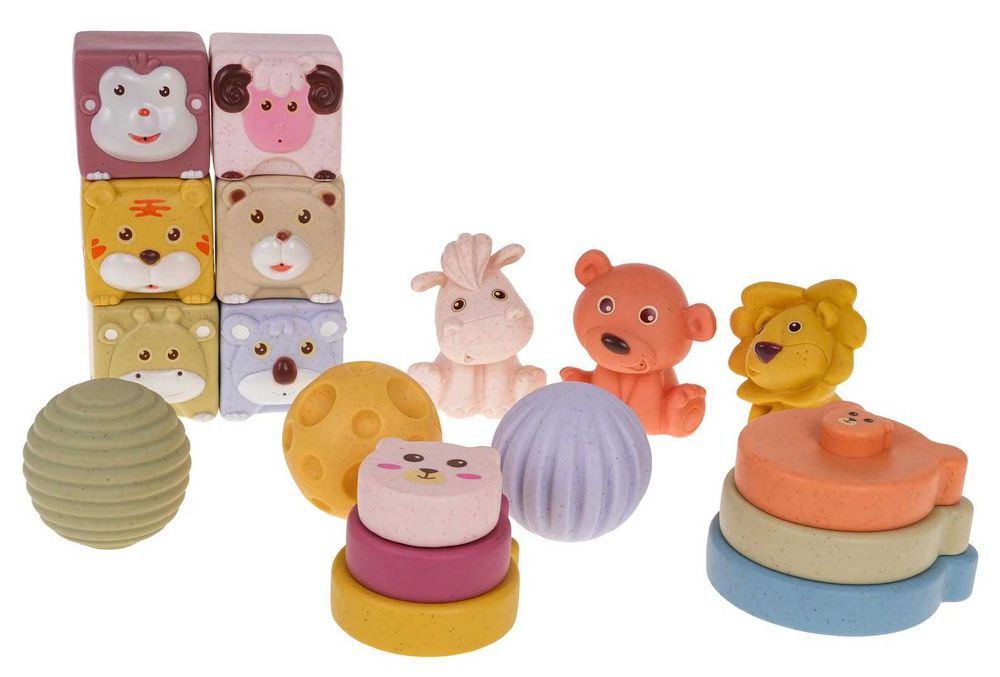 Zestaw Kolorowych 18 Zabawek Sensorycznych Dla Malucha Kształty 628-55