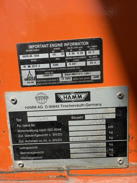 Каток грунтовый вибрационный  HAMM 3520