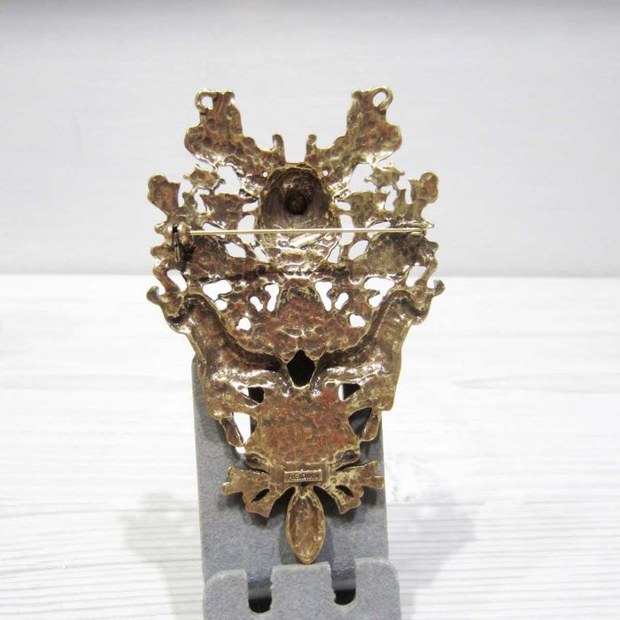 Вінтажна брош Heidi Daus охота бронза позолото камені