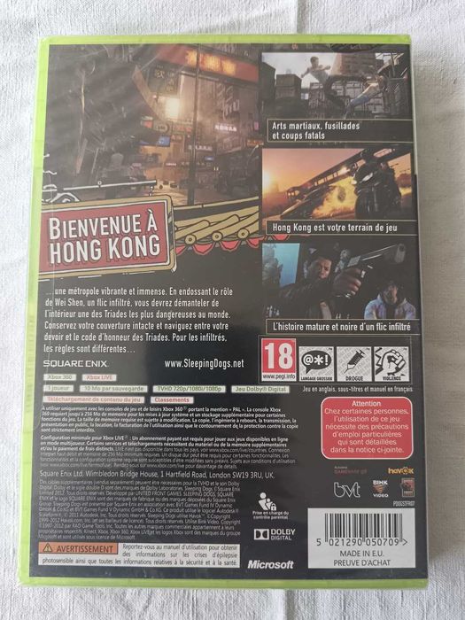 Sleeping Dogs [Xbox 360, 2012, PAL FR] Novo Selado Selo de Fábrica