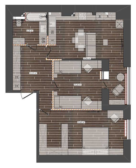 Квартира в новобудові 76,3 кв.м (будинок повністю заселений)