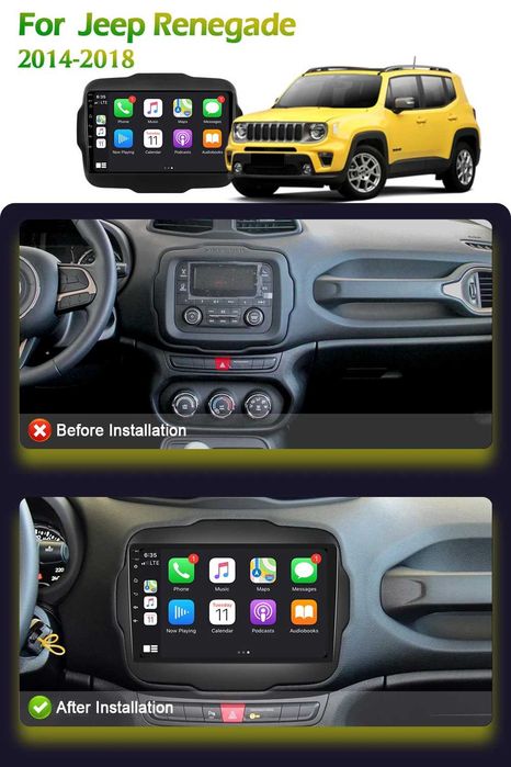 Radio 2din Android 12 Jeep Renegade 2016:2020r gps wifi