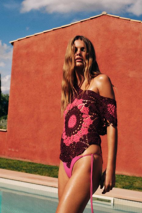 ZARA Luksusowy TOP szydełkowy S