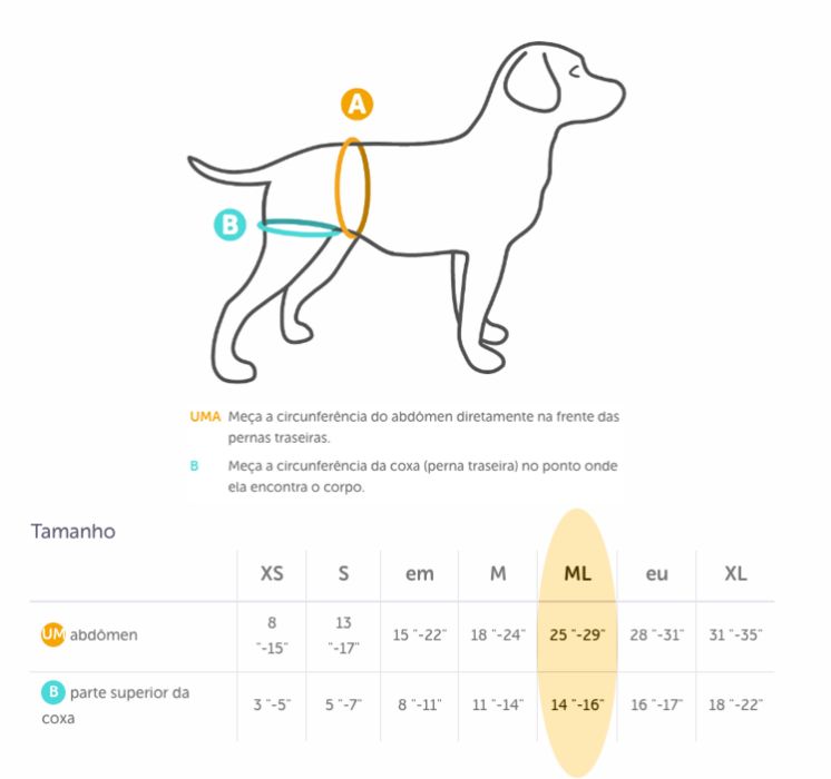 Arnês de suspensão para cães de porte medio/alto