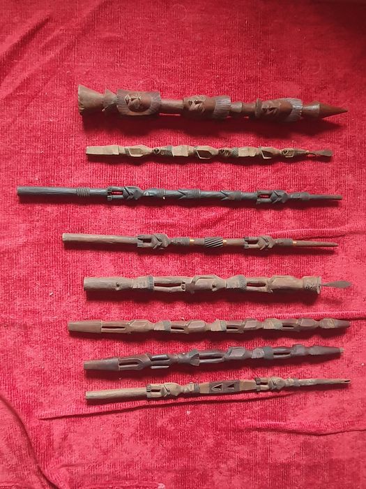 Lote lanças tribais e artesanato