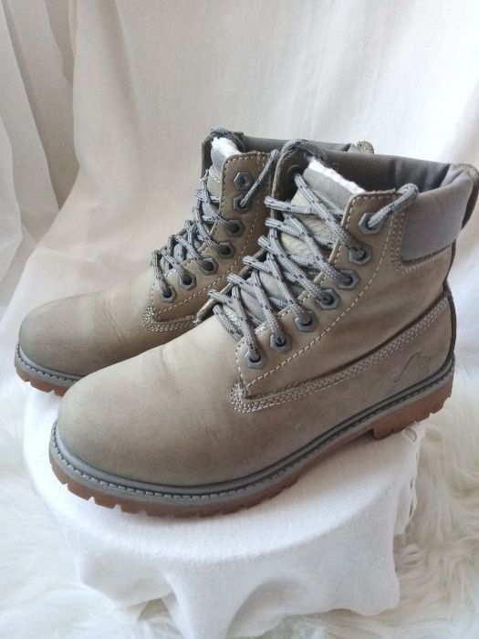 Szare buty trekkingowe trapery skórzane House 36