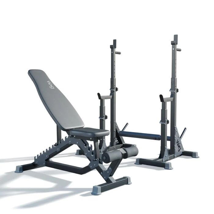Лавка для жиму регульована професійна + Стійки під штангу, тренажер