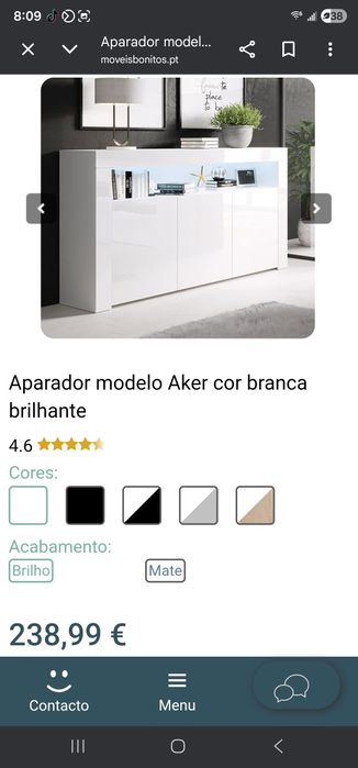 Aparador branco brilhante