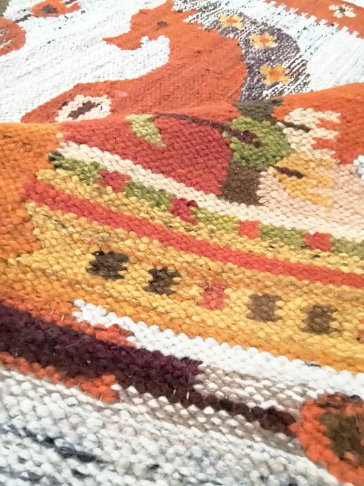 Vintage PRL M.Domańska Cepelia kilim dywan wełna rękodzieło