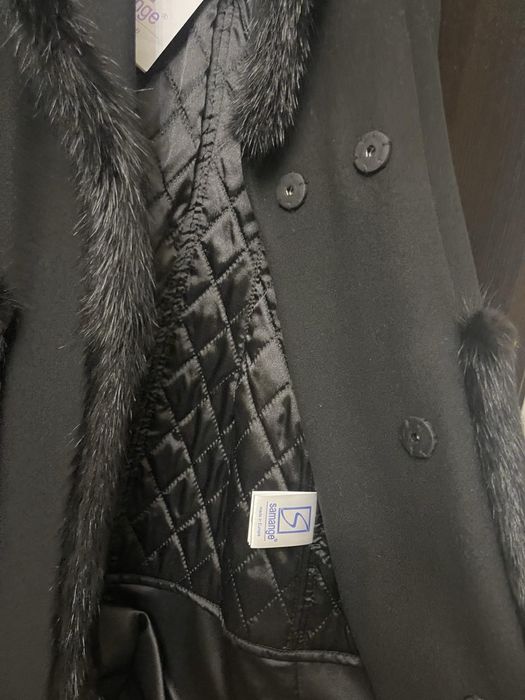 Пальто шерстяное женское с норкой