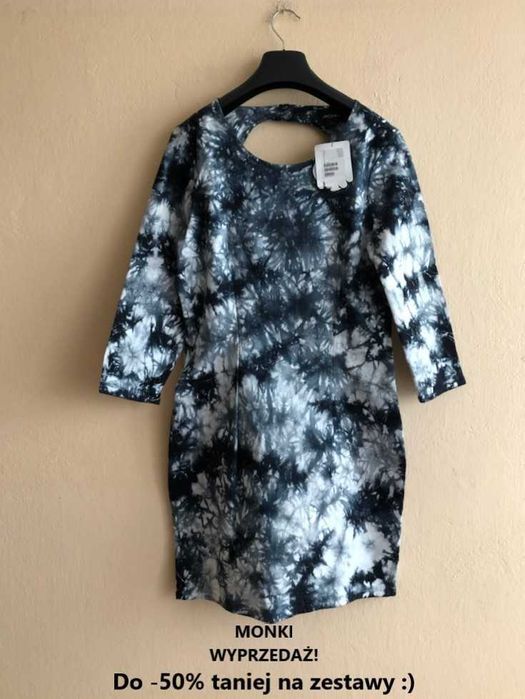 Monki-nowa, jeansowa sukienka, z dekoltem na plecach (L)