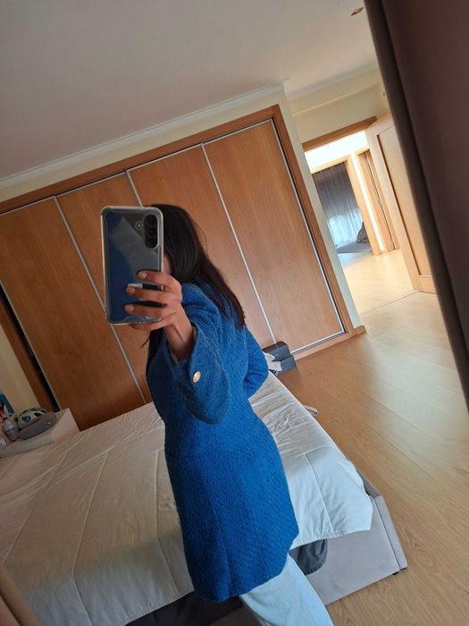 Blazer comprido tecido estruturado Zara