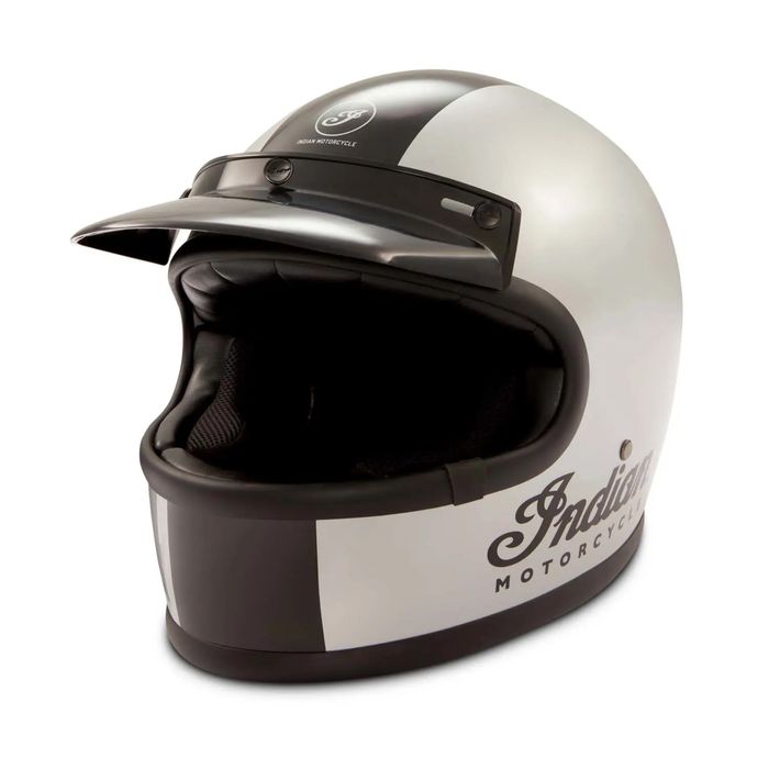 Kask motocyklowy Indian retro stripe silver rozmiar L