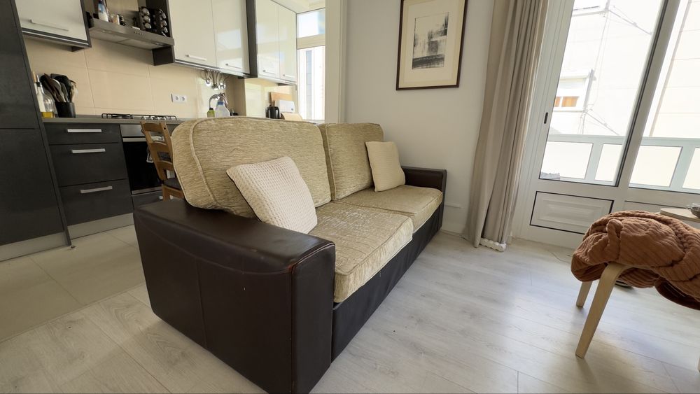 Sofá 2 Lugares Pele + Tecido – Super Preço Promoção