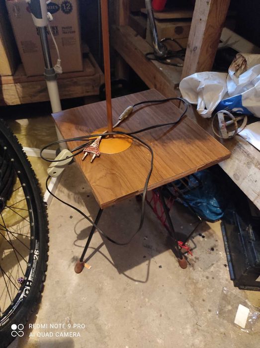Lampa stojąca podłogowa z abażurem PRL
