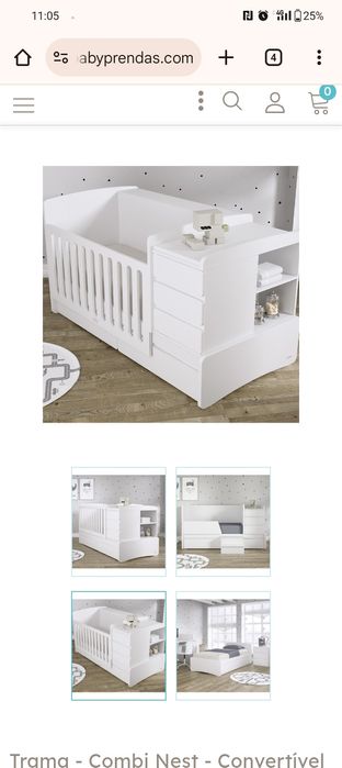 Cama de bebé Trama Nest conversível + colchão NOVO