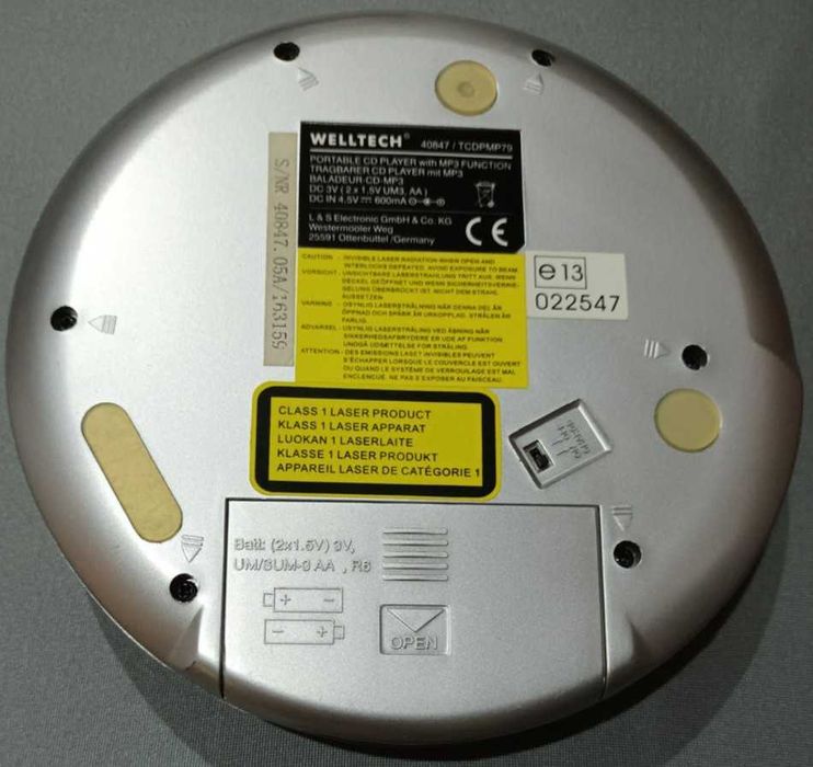 Leitor de CDs portátil Welltech - discman