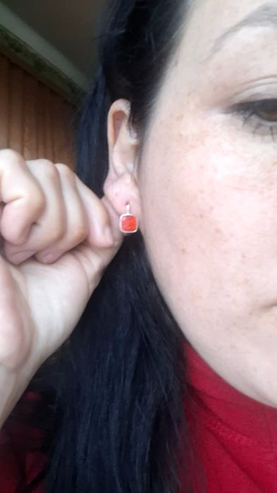 Серьги из серебра с розовым опалом