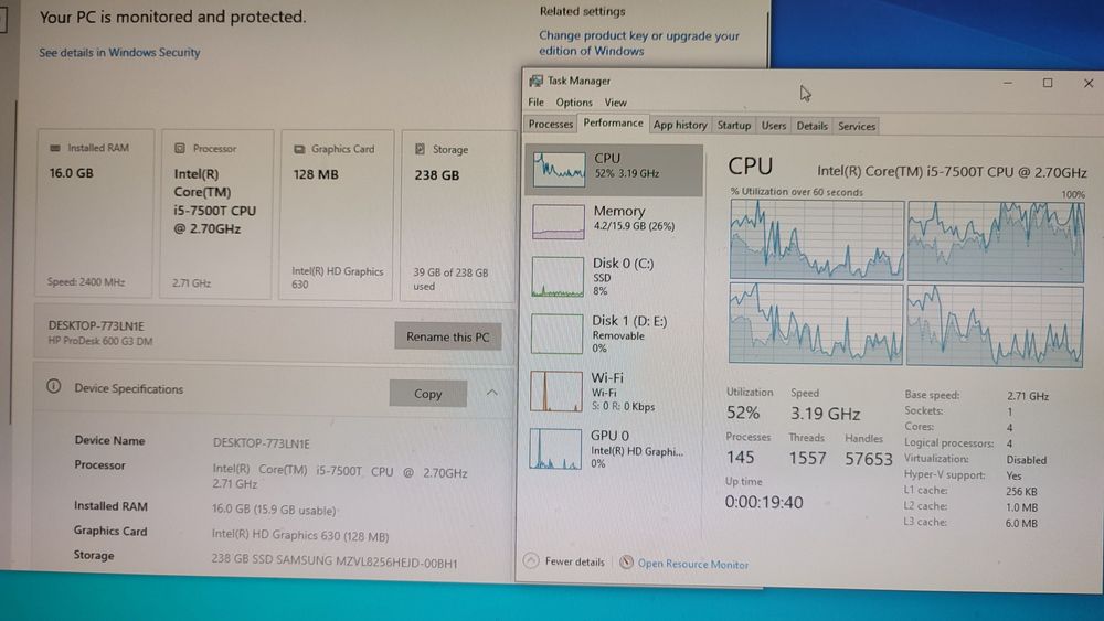 Міні ПК HP ProDesk 600 G3 mini i5-7500T 16Gb SSD 256Gb WiFi