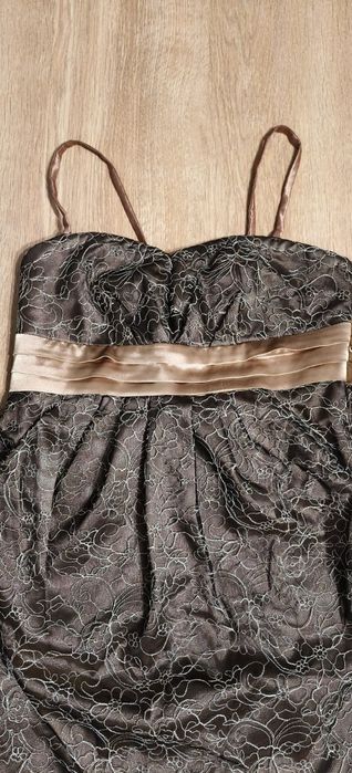 Zielona khaki koronkowa sukienka XS