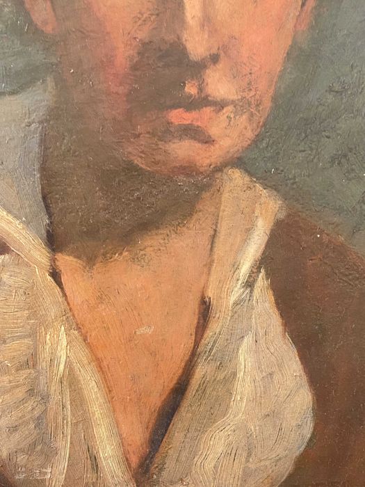 Pintura antiga, senhora, óleo sobre cartão, original, 1915