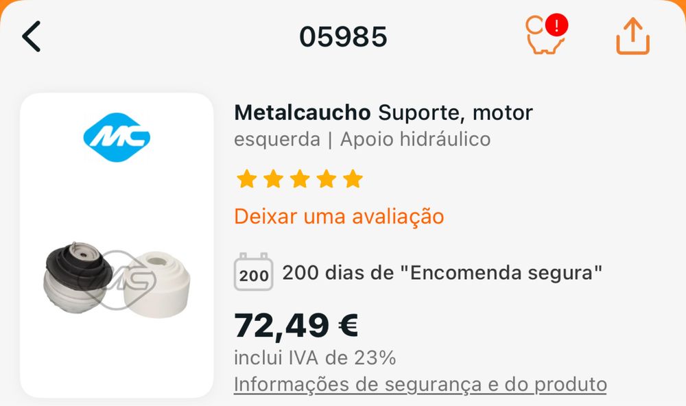 Apoio motor Mercedes