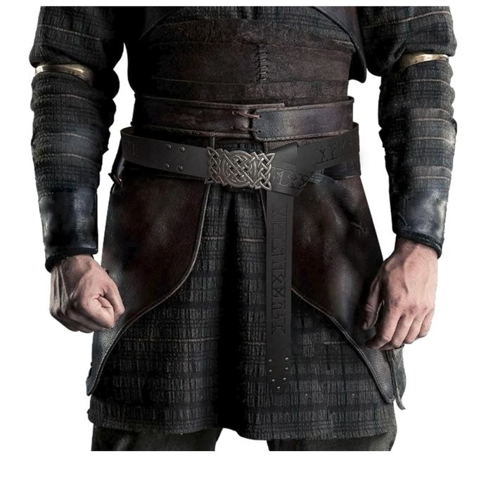 HiiFeuer Viking wytłoczony pasek na klamrę, nordycki pas rycerski ze s