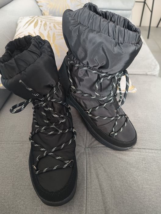 Buty zimowe damskie dziewczęce śniegowce czarne R.38, wkł.24,5 Jenny f