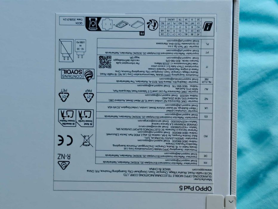 Tablet OPPO Pad 5 WIFI - Novo / Selado