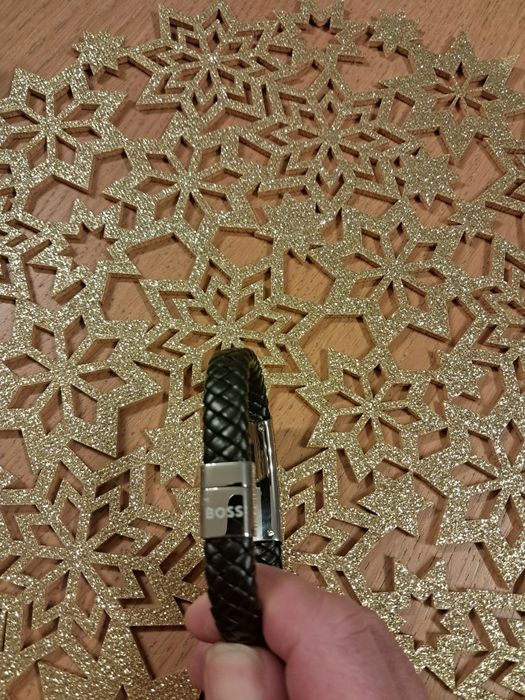 Bransoletka męska boss czarna / srebrna