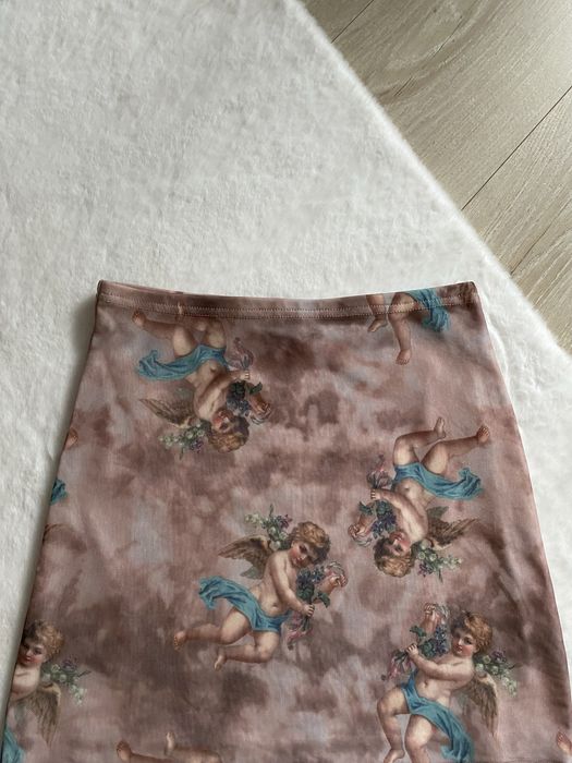 Krótka spódniczka w aniołki XS 34 S 36 shein mesh