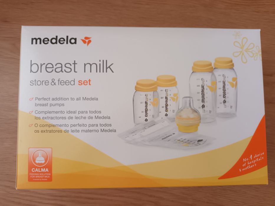Medela Store & Feed Set e Bomba Tira-Leite Manual Harmony novo
