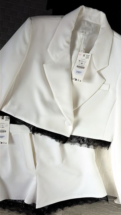 Костюм Zara кофта та блейзер з мереживом