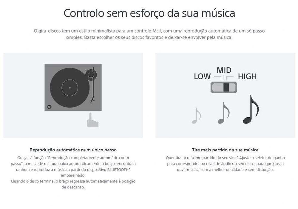 Gira-discos Sony PS-LX310BT c/ Bluetooth (Leitor de Vinil)