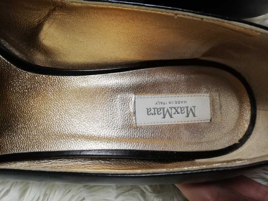 buty Max Mara 37 czarne skóra Made in Italy czółenka Max Mara 37 skóra