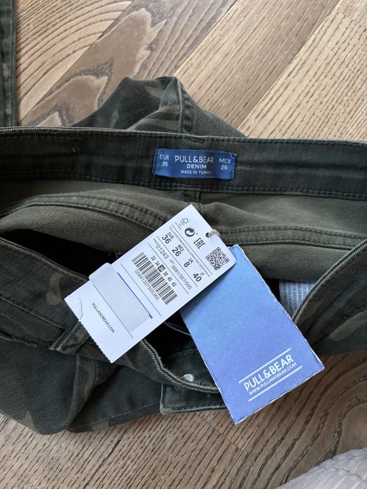 Pull&Bear nowe z metkami obcisłe jeansy moro rurki z przetarciami xs s