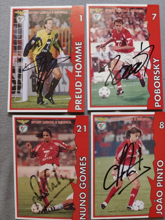 Autógrafos Benfica futebol Michel preudhomne cannigia  João Pinto etc