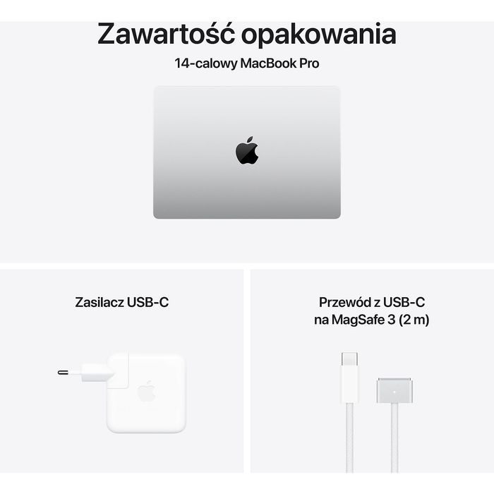 MacBook Pro 14" M4 Pro 14C + 20C 24GB RAM 1TB SSD, Srebrny,  Gwarancja