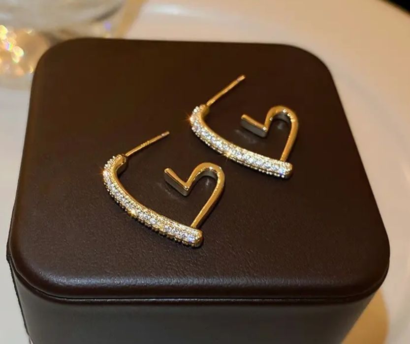 Серьги сердце с кристаллами Swarovski