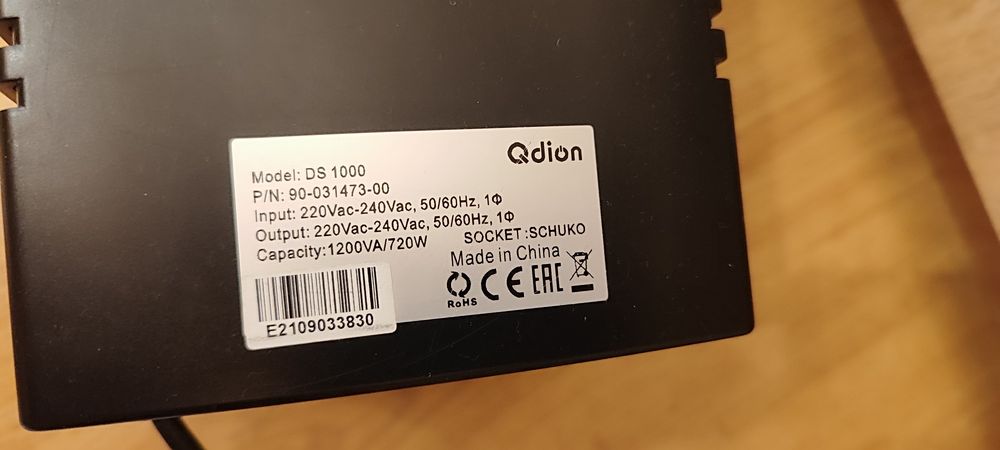 Бесперебойник для пк ДБЖ Qdion 1000VA Schuko DS 1000 необходимо заменить Батареи
