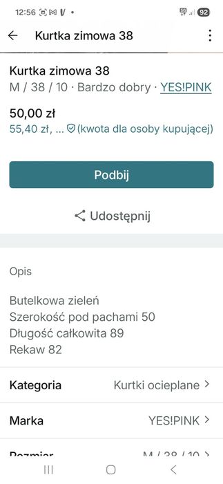 Kurtka puchowa 38