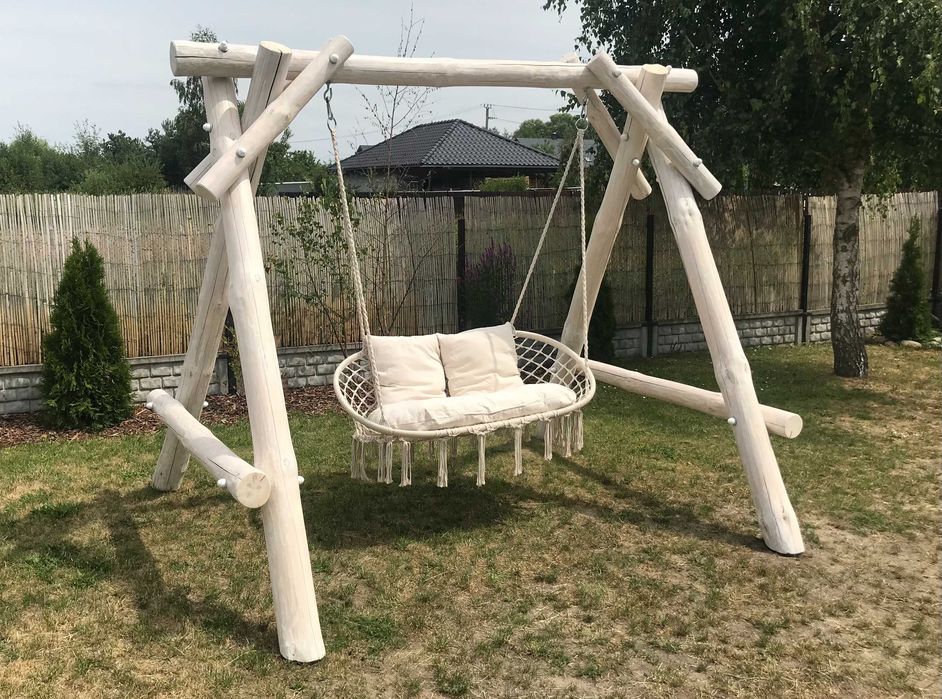 Huśtawka ogrodowa duża, drewniana