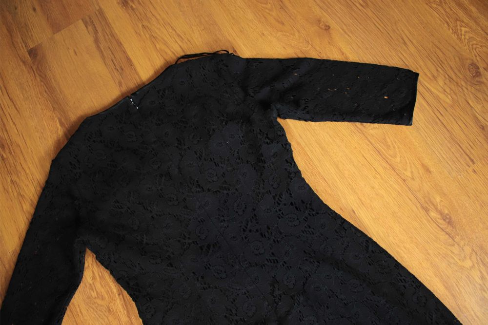 Sukienka Massimo Dutti r. 40 czarna długa rękaw 3/4