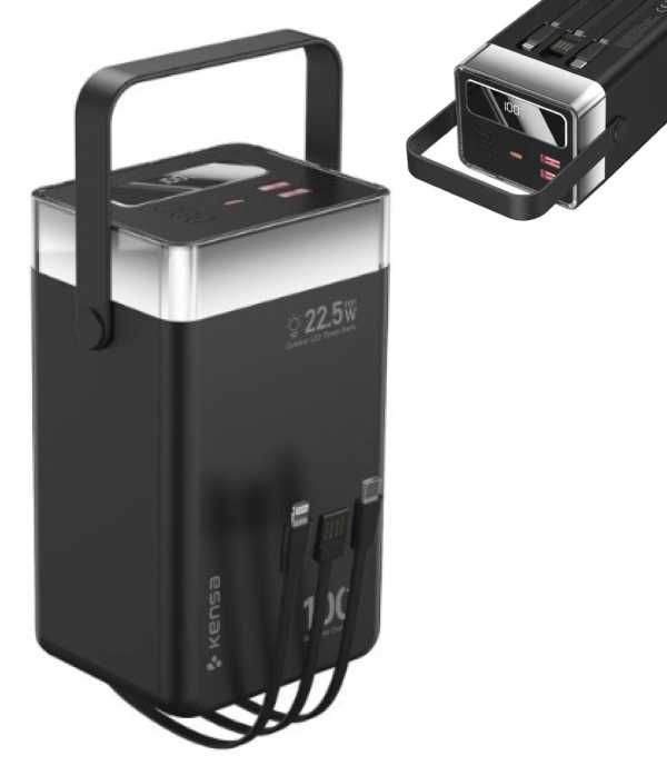 Повербанк (Power Bank) KENSA 100000 mAh 22.5W з дисплеєм та ліхтариком