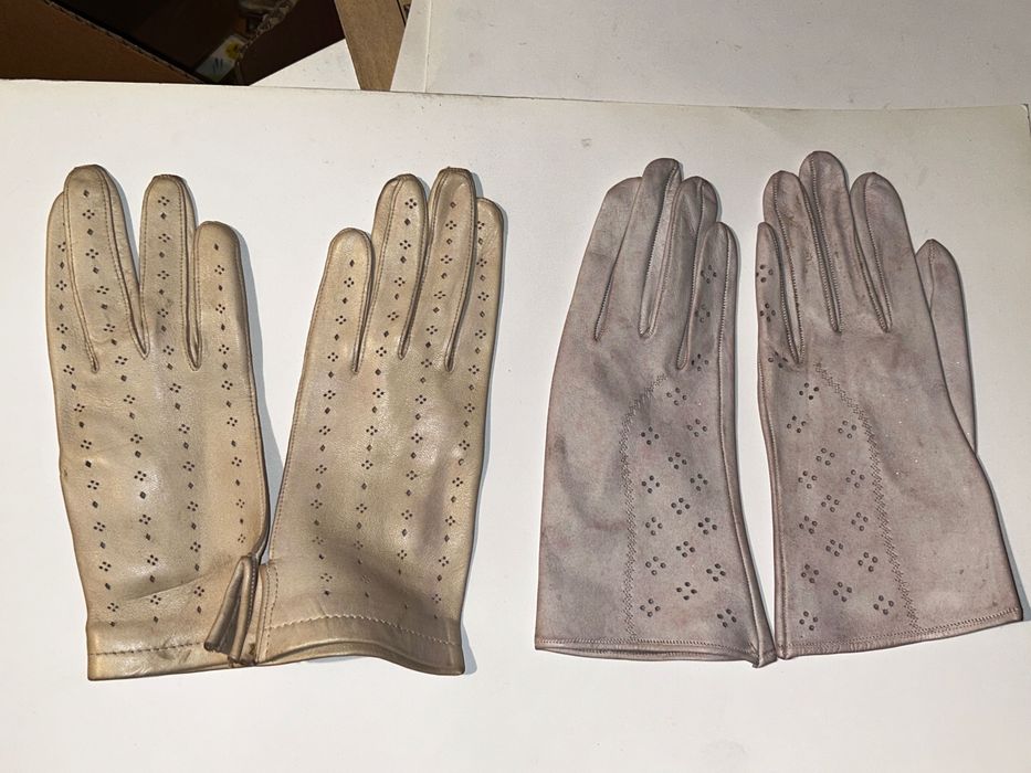 Rękawiczki SKÓRZANE 2 pary - PRL !
