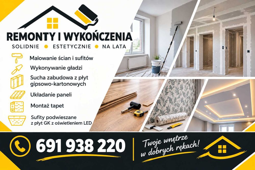 Usługi remontowe i wykończeniowe, malowanie , gładzie,