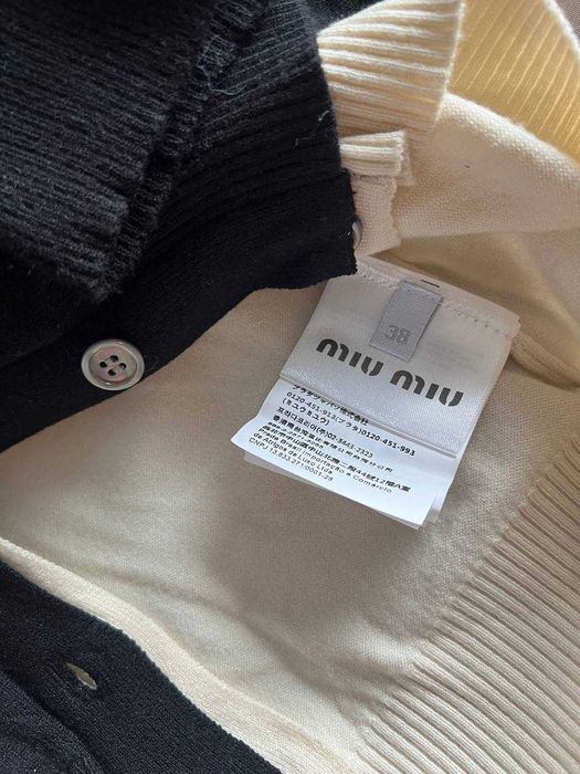 Miu Miu v-neck Cardigan Black White nowy czarny cardigan M