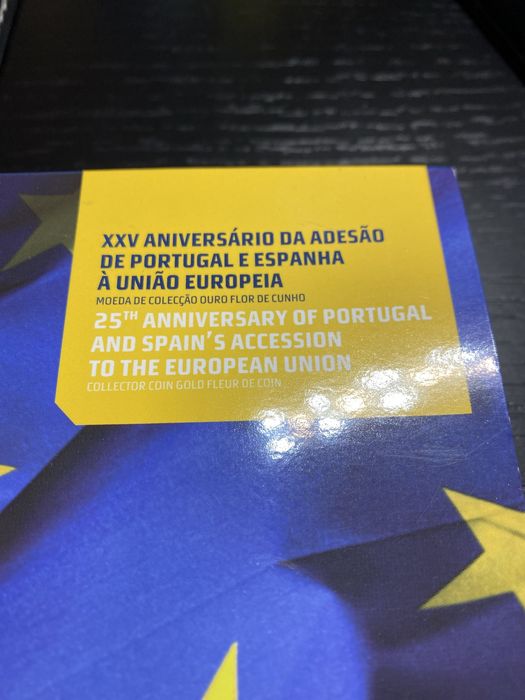 Moeda de 0,25 do euro do xxv aniv da adesao a união europeia